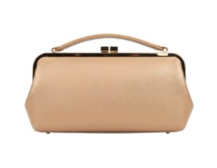 Elegant champagne satin clutch purse isolated on transparent background