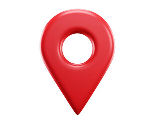 Red 3d map pin icon isolated on transparent background