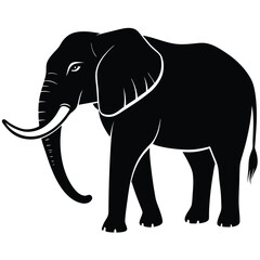 Fototapeta premium Black silhouette of an elephant with white outline
