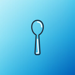 Line Spoon icon isolated on blue background. Cooking utensil. Cutlery sign. Colorful outline concept. Vector