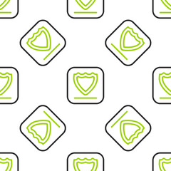 Line Shield icon isolated seamless pattern on white background. Guard sign. Security, safety, protection, privacy concept. Vector