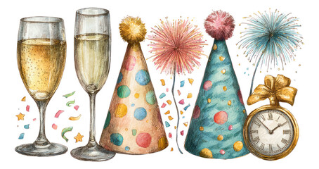 Celebration Elements with Glasses and Party Accessories