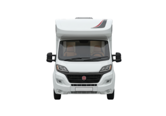 Isolated Campervan motorhome cut out front shot for travel trips and recreational adventures