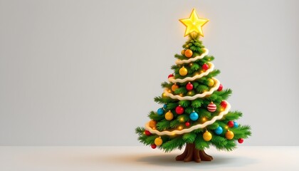 Whimsical Festive Christmas Tree with Colorful Ornaments