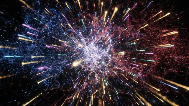 Cosmic Collision: Opposing Red and Blue Energy Forces Unleash a Universe of Creative Power