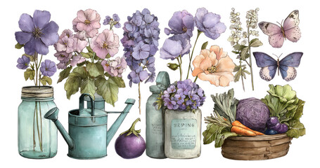 Vintage Floral Arrangement with Garden Elements Design