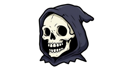 Smiling Grim Reaper: Cartoon Illustration