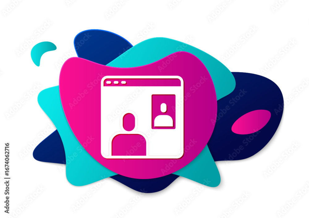 Wall mural color video chat conference icon isolated on white background. computer with video chat interface ac