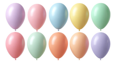 Isolated Colorful Balloons on Transparent Background