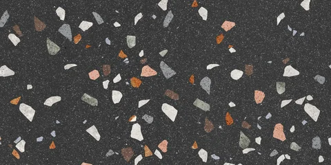Black terrazo texture. Colorful mosaic stones, granite background © Vidal