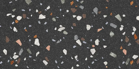 Black terrazo texture. Colorful mosaic stones, granite background © Vidal
