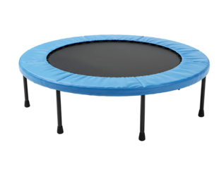 Small blue trampoline for children isolated on transparent background