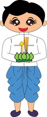 Thai costume, Thai Boy with Krathong (Loy Krathong Festival)