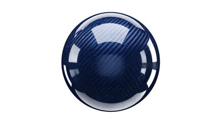 Textured Carbon Fiber Sphere with Smooth Surface and Glossy Reflection Isolated on Transparent Background