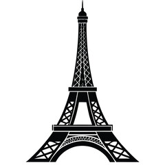 Black silhouette of the Eiffel Tower Paris France 1