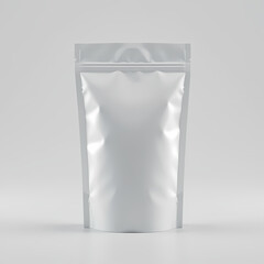 Minimalist White Pouch Mockup | Blank Stand-Up Packaging