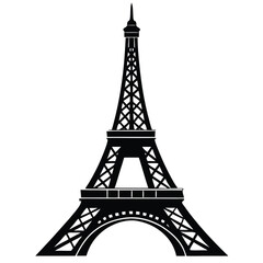 Fototapeta premium Black silhouette of the Eiffel Tower Paris France 5