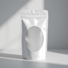 White Stand-Up Pouch with Window - Minimalist Packaging Mockup