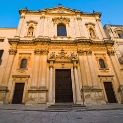 Obraz premium Ancient church facade at dawn
