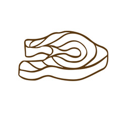 Piece of fish for frying line outline vector