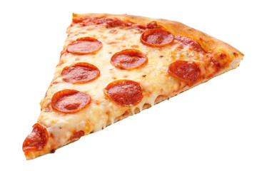 Slice of Pepperoni Pizza Isolated on White Background