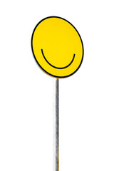 smiley face road sign, isolated on white background with clipping path