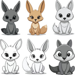 set of cute animals