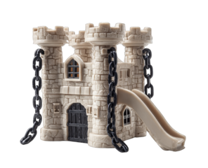 Miniature castle playset with slide