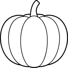 Black and White Line Drawing of Pumpkin for Autumn and Halloween Decor