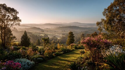 A beautiful garden with a path leading to it