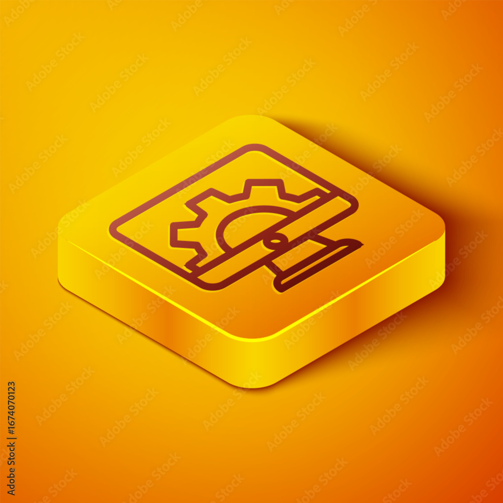 Wall mural isometric line software, web development, programming concept icon isolated on orange background. pr