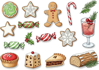 Christmas Holiday Sweets and Treats Illustration