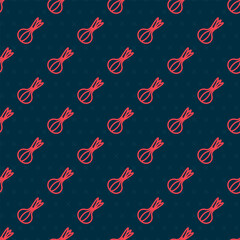 Red line Onion icon isolated seamless pattern on black background. Vector
