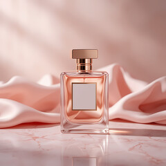 Luxury Glass Perfume Bottle Mockup with Rose Gold Cap | Elegant Fragrance Packaging Design
