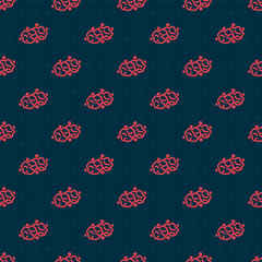 Red line Gold nugget icon isolated seamless pattern on black background. Mineral boulder. Vector