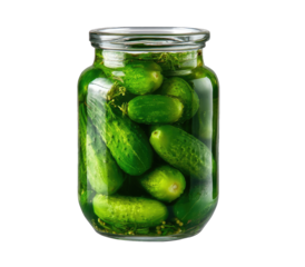 Pickled cucumbers in a glass jar