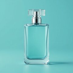 Elegant Aqua Blue Perfume Bottle Mockup | Luxury Fragrance & Cosmetic Packaging Design
