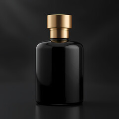 Black Perfume Bottle Mockup with Gold Cap | Luxury Fragrance & Cosmetic Packaging Design