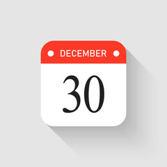 Vector icon page day calendar - 30 December month