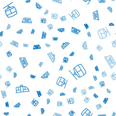 Fototapeta premium Set line Tram and railway, Cable car and Taxi roof on seamless pattern. Vector