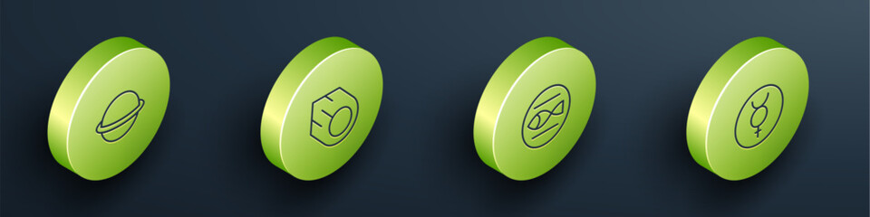 Set Isometric line Planet Saturn, Comet, Pisces zodiac and Symbol Mercury icon. Vector © Vadim