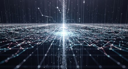 Abstract network background with glowing nodes and connections in cyberspace view