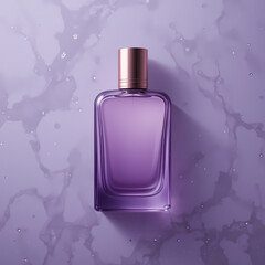 Purple Perfume Bottle Mockup | Luxury Fragrance Packaging Design on Marble Background