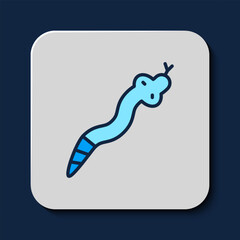 Filled outline Snake icon isolated on blue background. Vector