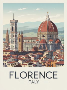 Vintage Travel Poster of Florence Italy
