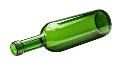 Empty green glass wine bottle