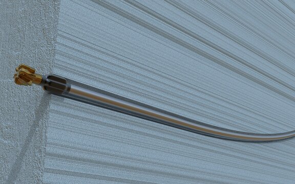 Horizontal directional drilling 3D diagram realistic. Low angle view