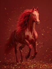 happy new year celebration with red decorative horse and glittering effects new year 2026 horse