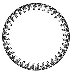 Black round vintage frame on a white background. JPG, 300 DPI.
