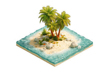 Isometric tropical island with palm trees (1)